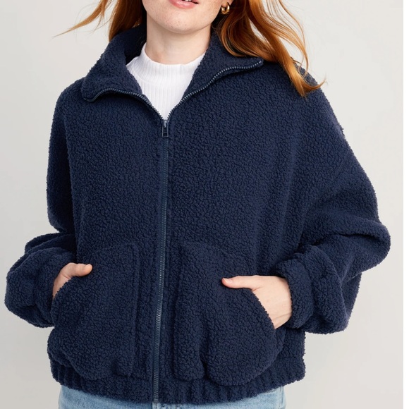 - NWT OLD NAVY Oversized Full-Zip Sherpa Pullover Color: Navy - Picture 2 of 6